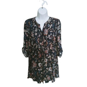 Hilary Radley Peasant Cottagecore Bohemian Blouse  3/4 Sleeves Floral S NWT